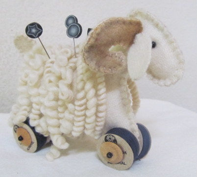 Angora Goat Pincushion  3" x 3"